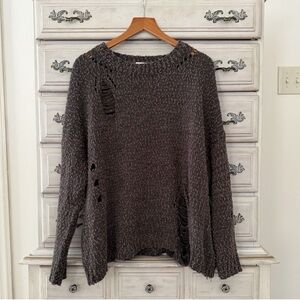 Distressed Popcorn Shredded Sweater